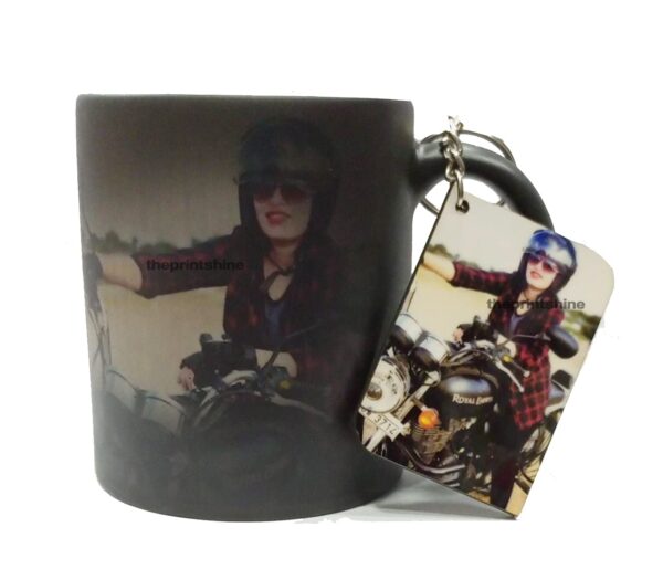 Personalized Photo Magic Coffee Mug With Keychain, Black, 350 ml